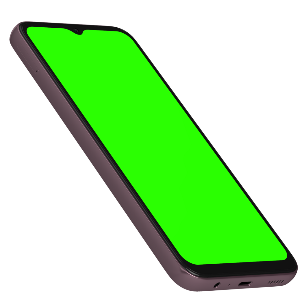 Greenscreen front phone screen leaned right png