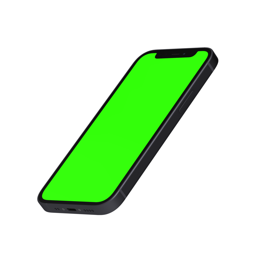 Greenscreen display leaned left phone png