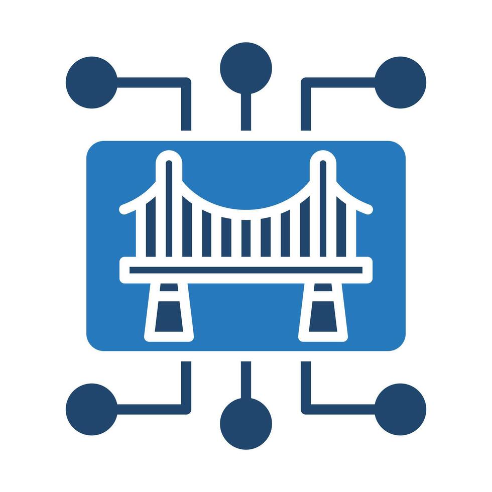 Digital Bridge icon line illustration vector