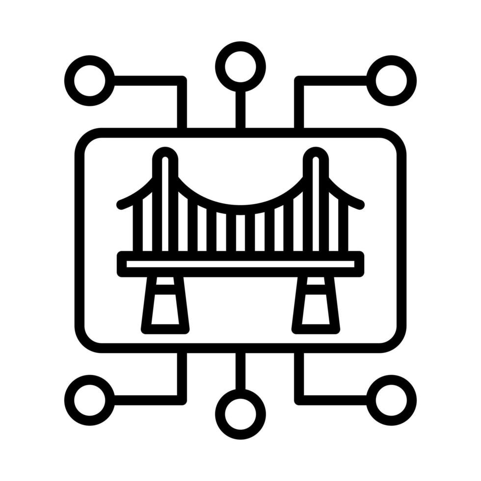 Digital Bridge icon line illustration vector