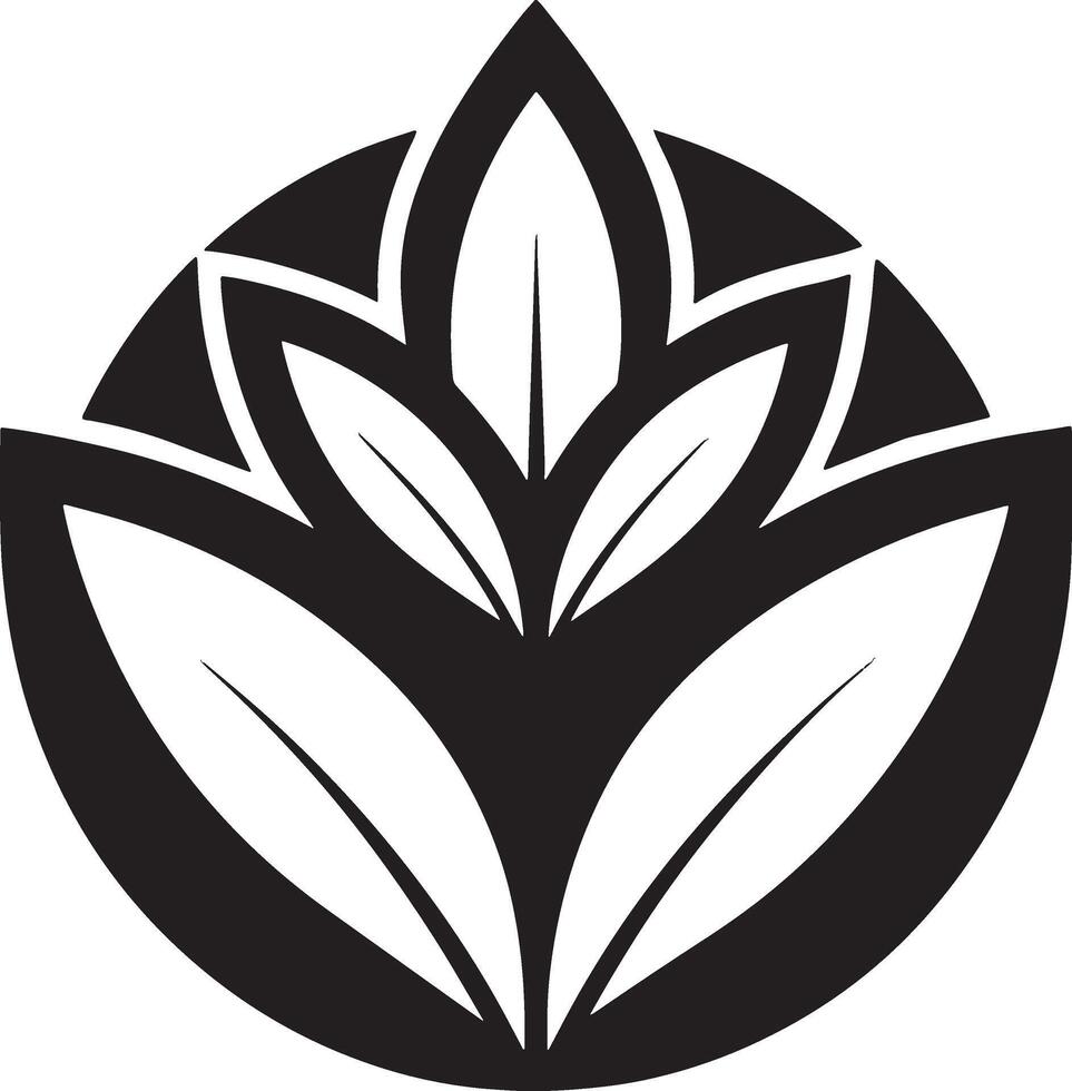 minimal leaves logo illustration black and white vector