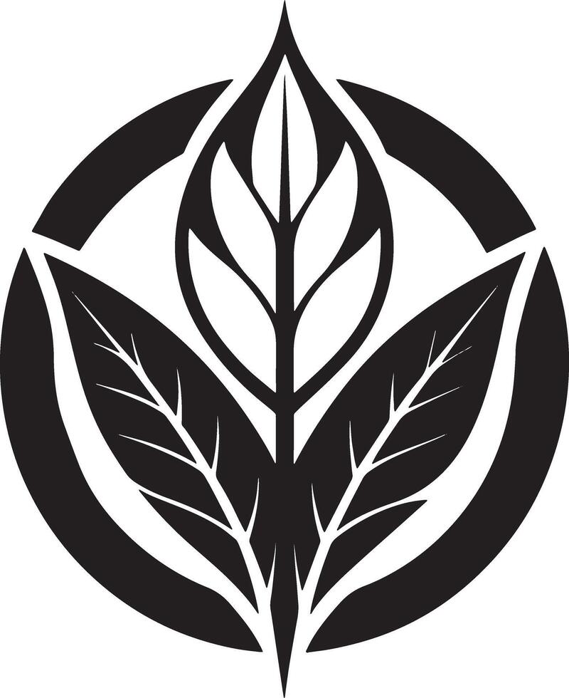 minimal leaves logo illustration black and white vector
