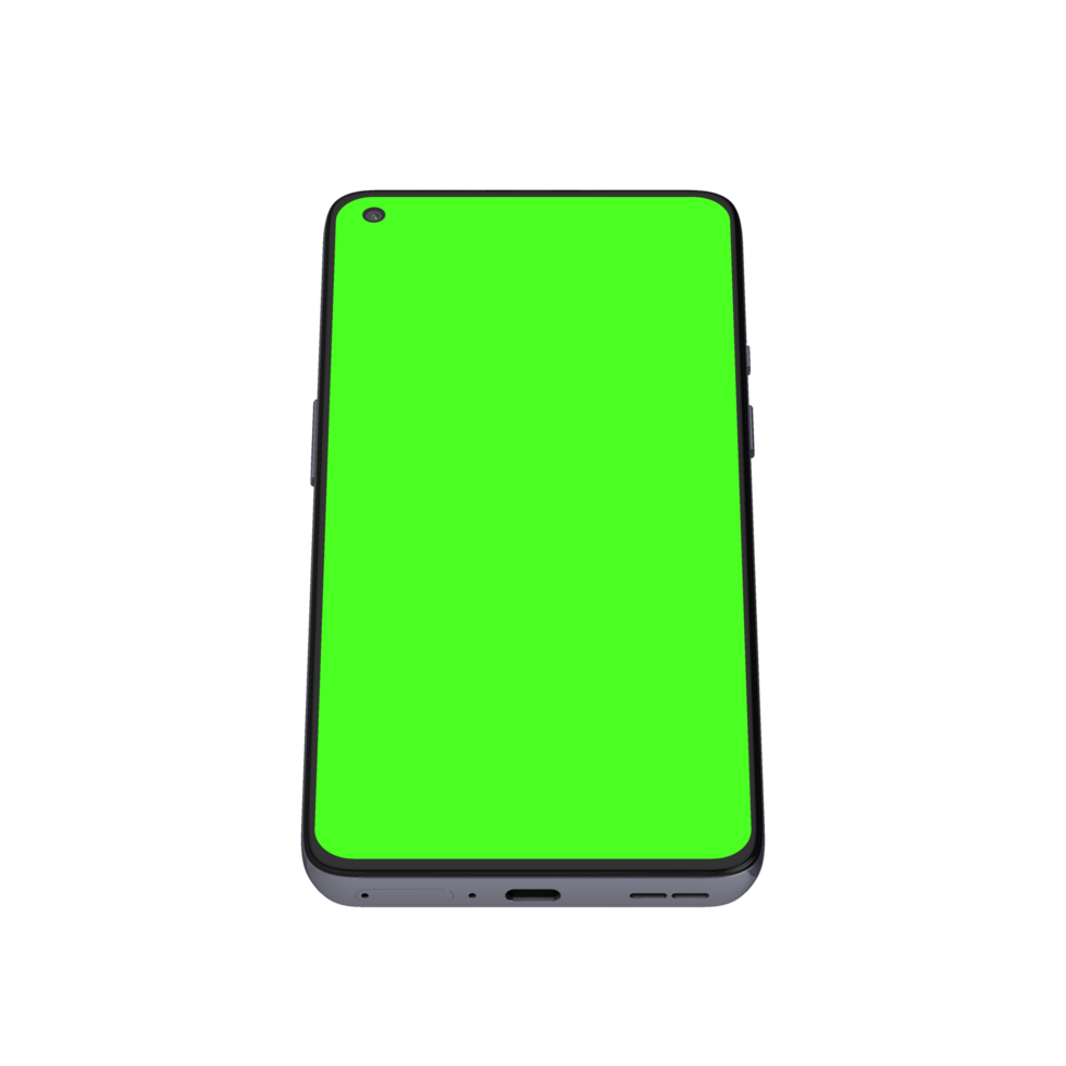 Flat display with a punch-hole camera in the top left corner greenscreen top png