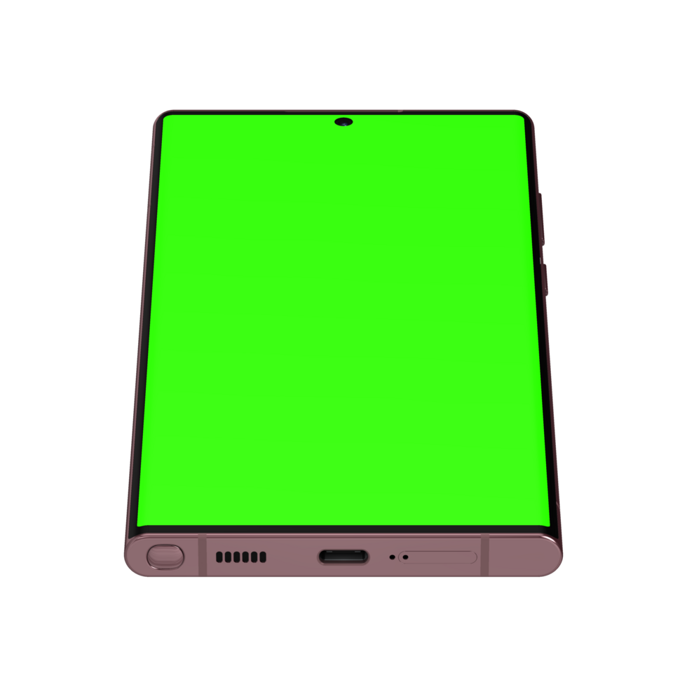 Smartphone clear front screen greenscreen leaned 45 degree png