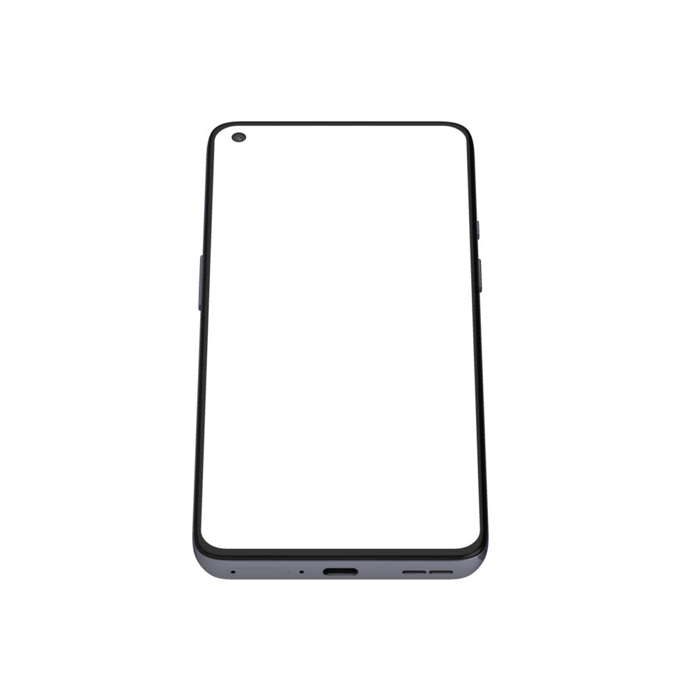 Flat display with a punch-hole camera in the top left corner transparent top png