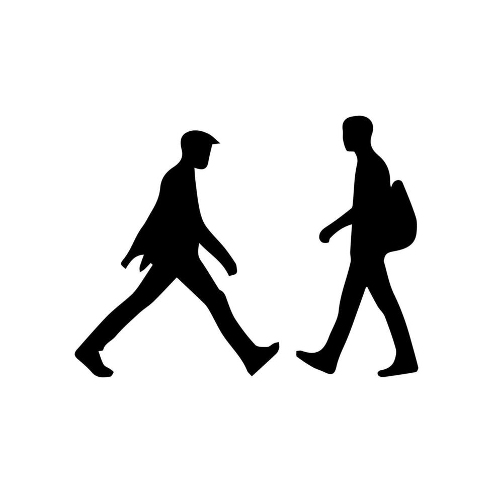 collection of walking people silhouettes vector