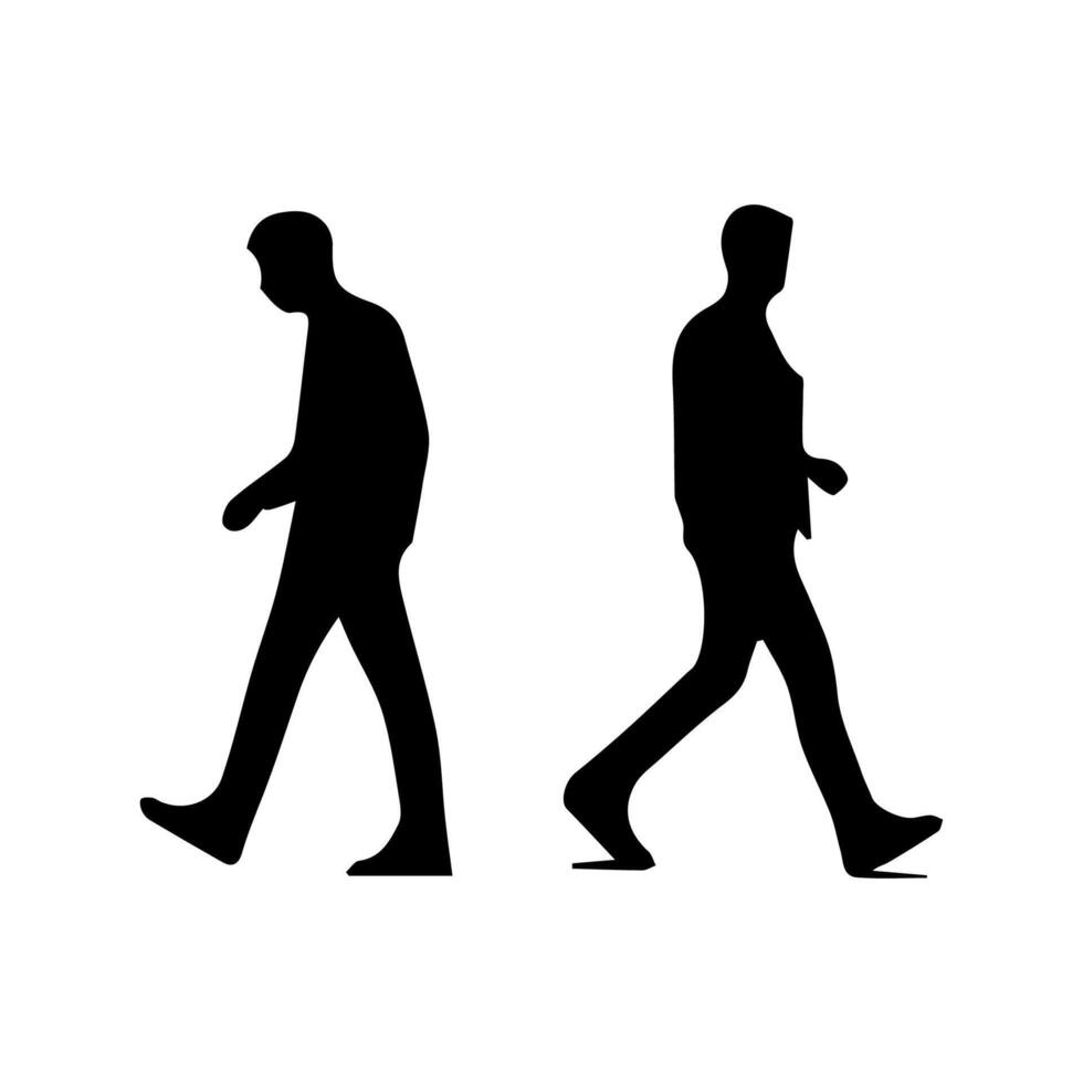 collection of walking people silhouettes vector