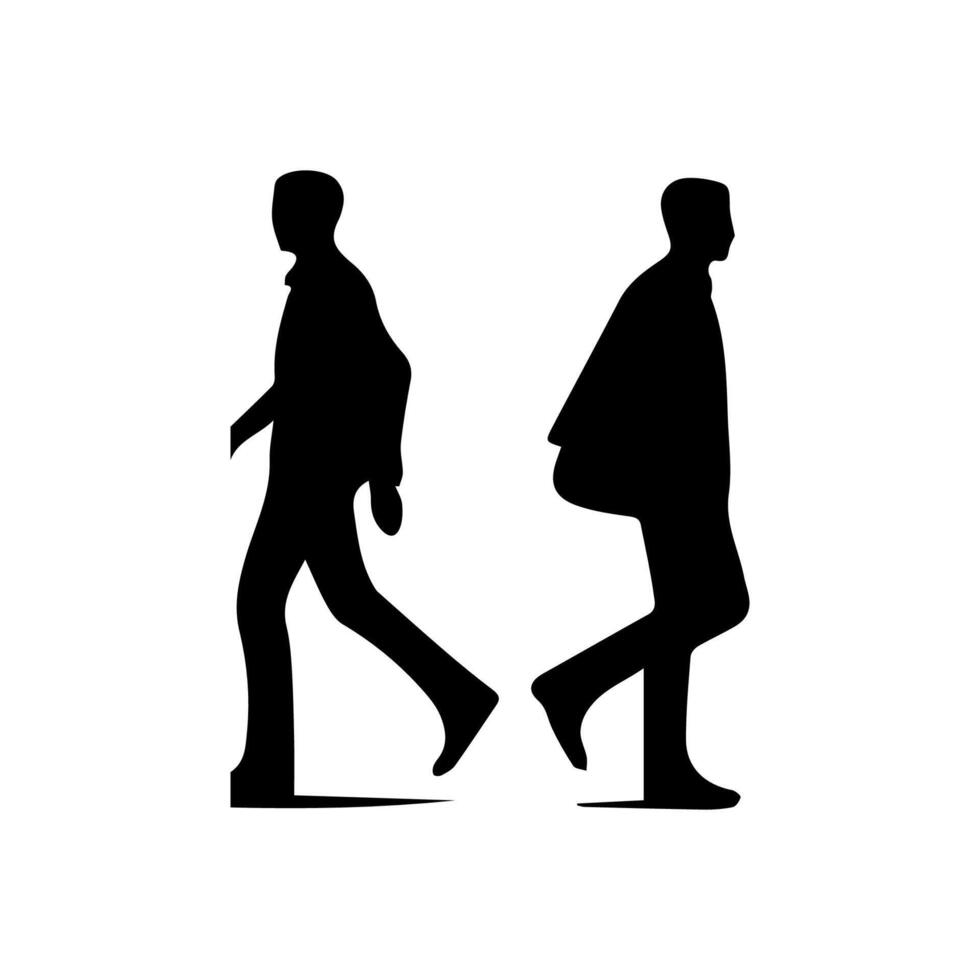 collection of walking people silhouettes vector