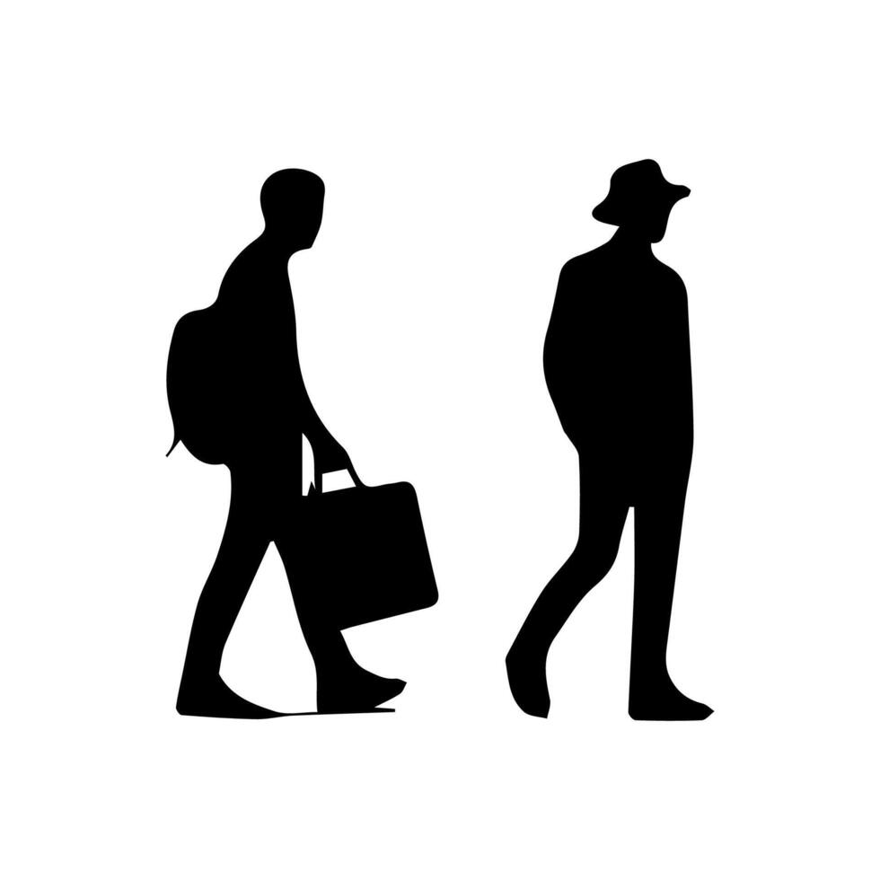 collection of walking people silhouettes vector