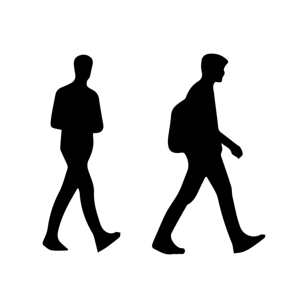 collection of walking people silhouettes vector