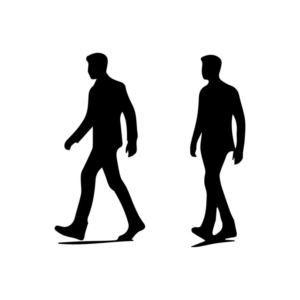 collection of walking people silhouettes vector