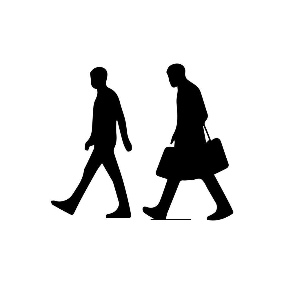 collection of walking people silhouettes vector