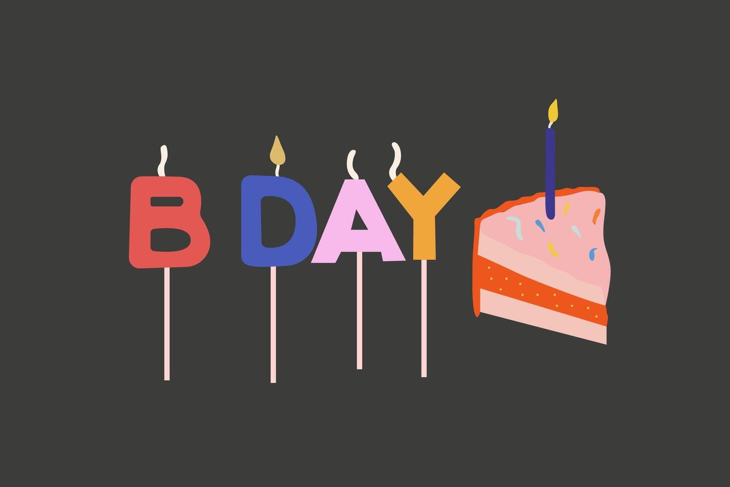 Birthday illustration. Birthday candles hand drawn, birthday cake, inflatable balls and hats for the holiday. Celebration icons. A set of different items for celebrating a birthday vector
