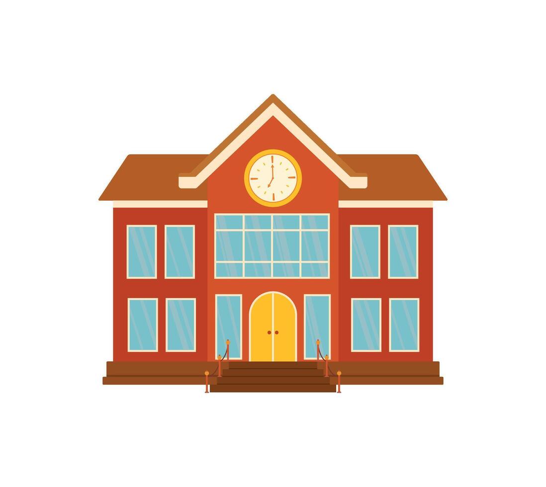 School Building in Flat Cartoon Illustration for Back To School Banner Element Decoration vector