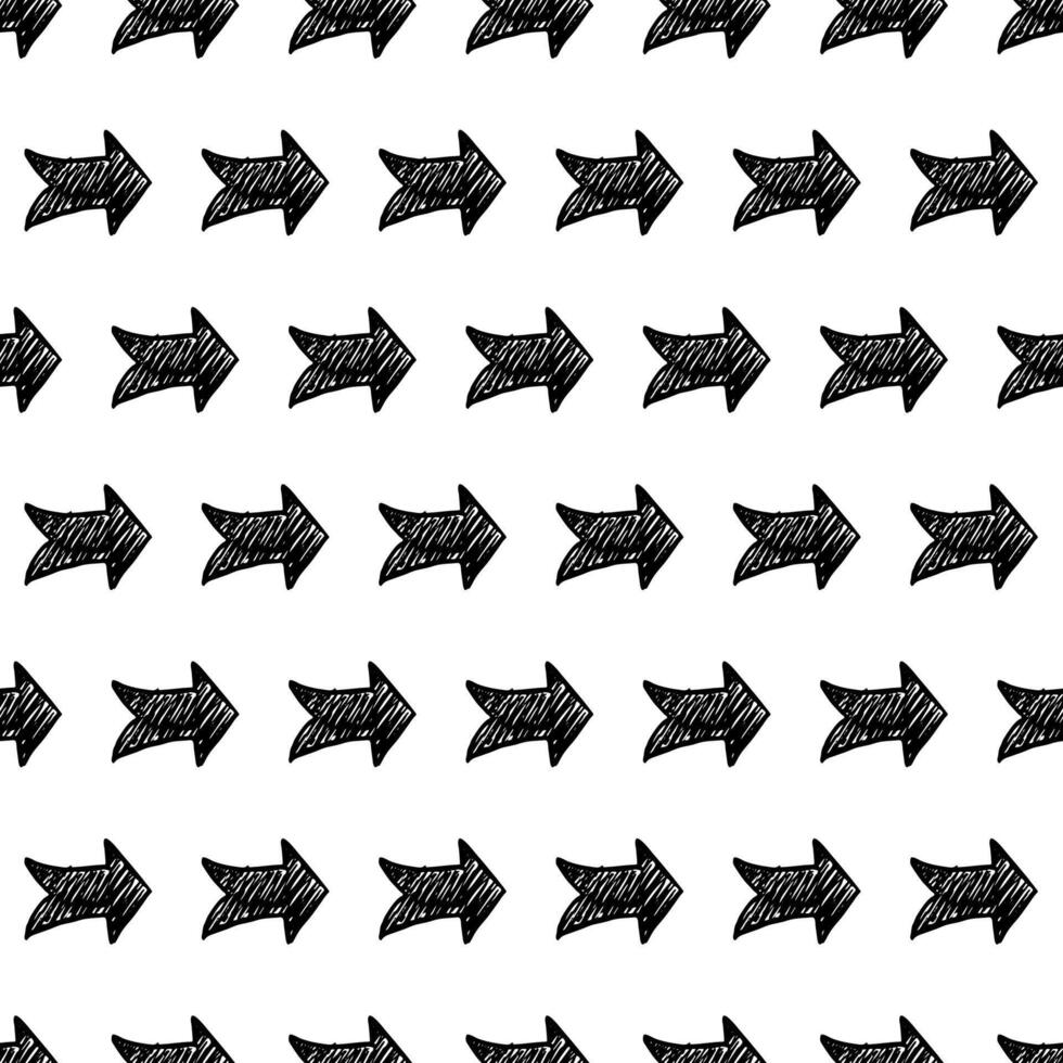 Seamless pattern with black hand drawn arrows vector