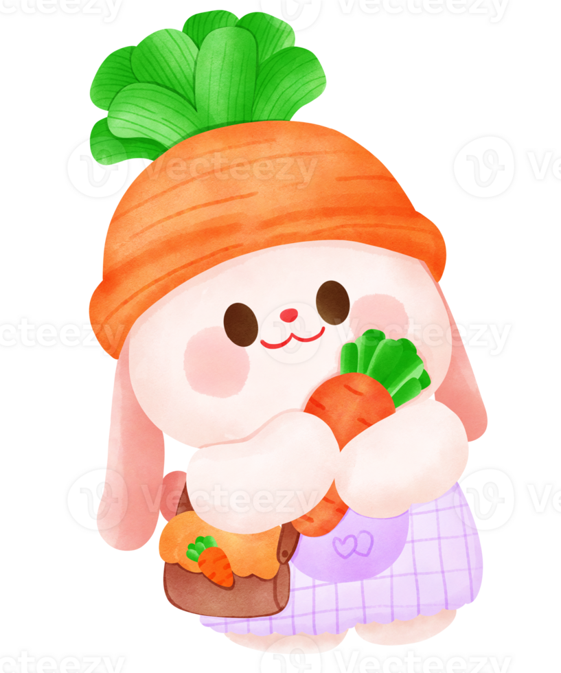Carrot with pink rabbit png