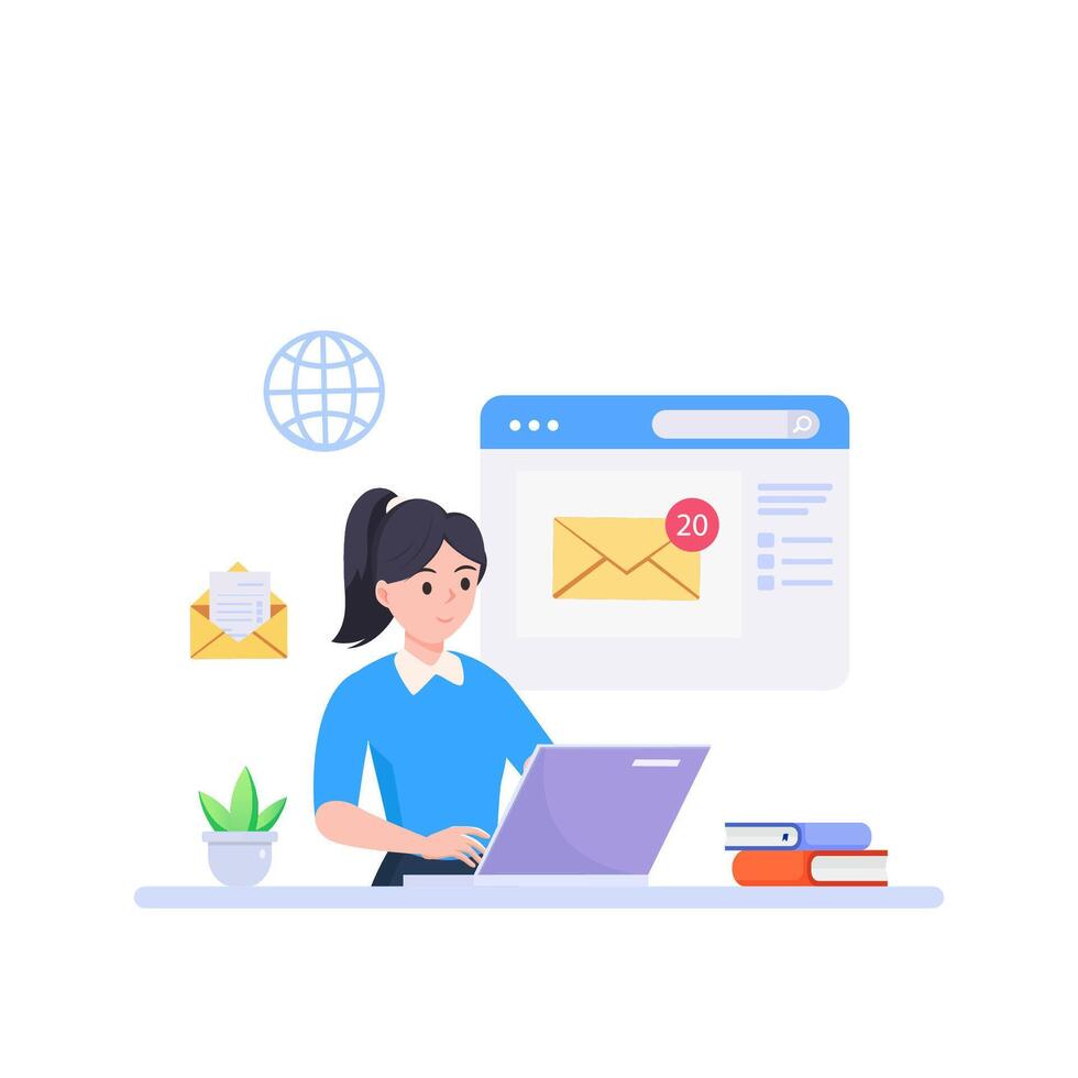 Concept of email marketing, Sending or receiving email. vector