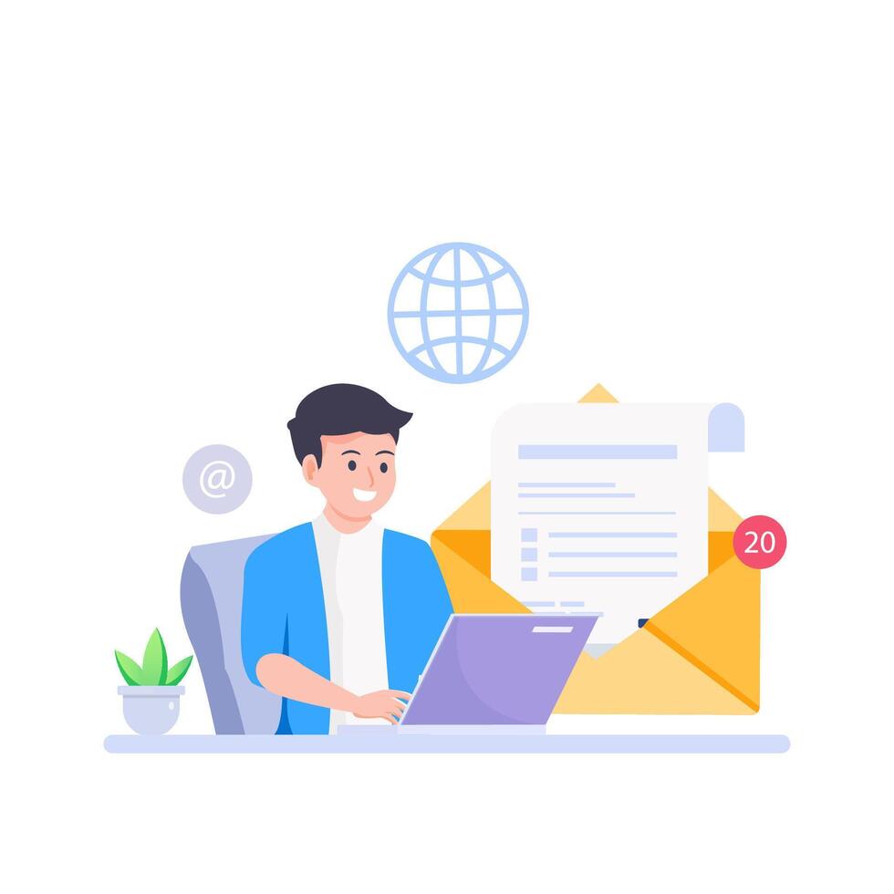 Concept of email marketing, Sending or receiving email. vector