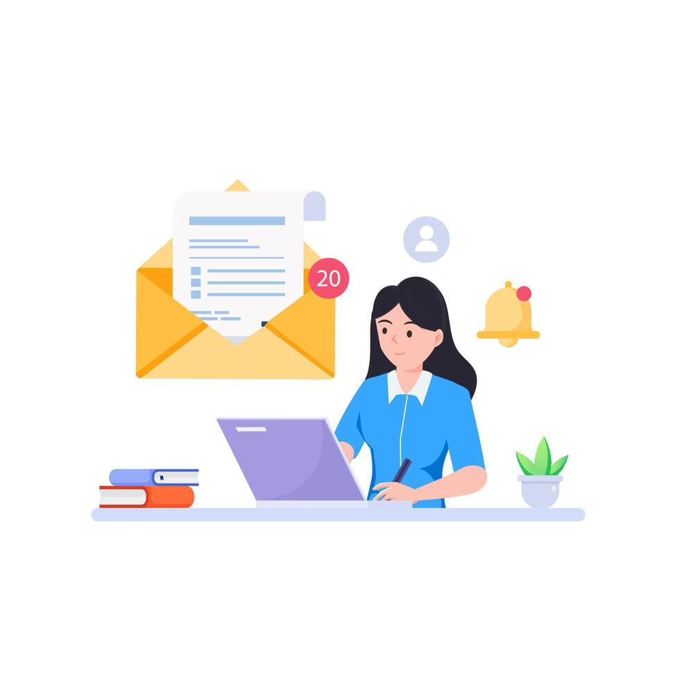 Concept of email marketing, Sending or receiving email. vector