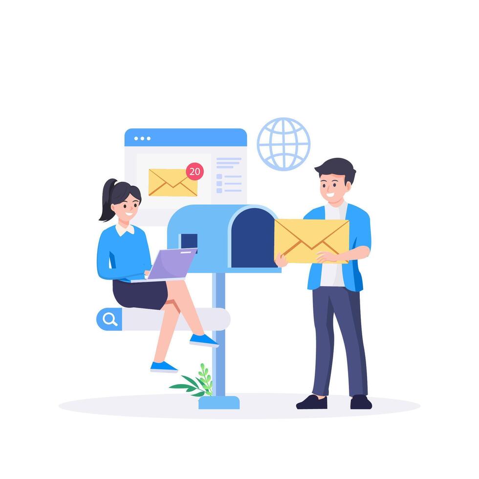 Concept of email marketing, Sending or receiving email. vector