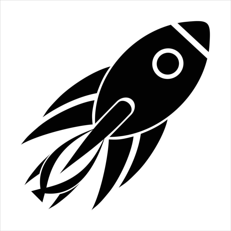 Rocket icon flat Black symbol illustration isolated on white background vector