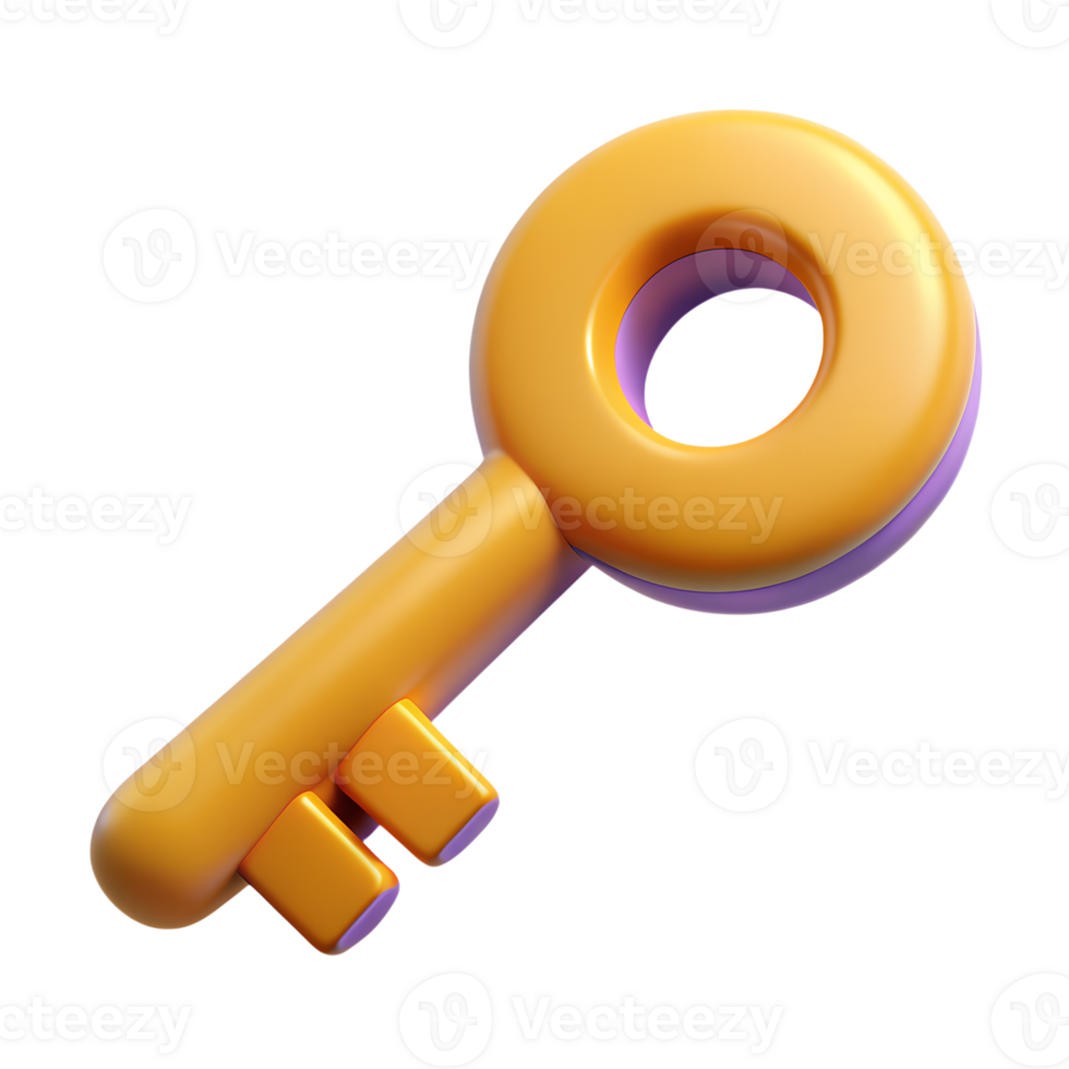cute 3d key isolated on background png