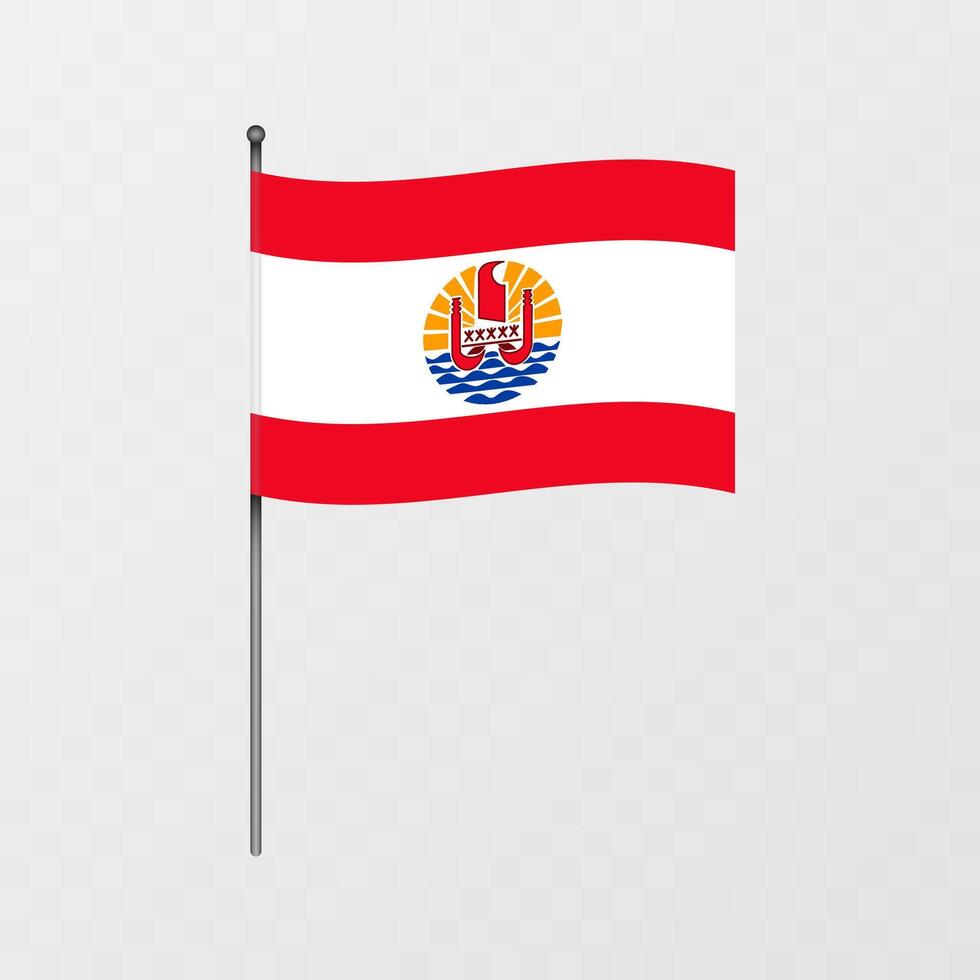 French Polynesia flag on flagpole. illustration. vector