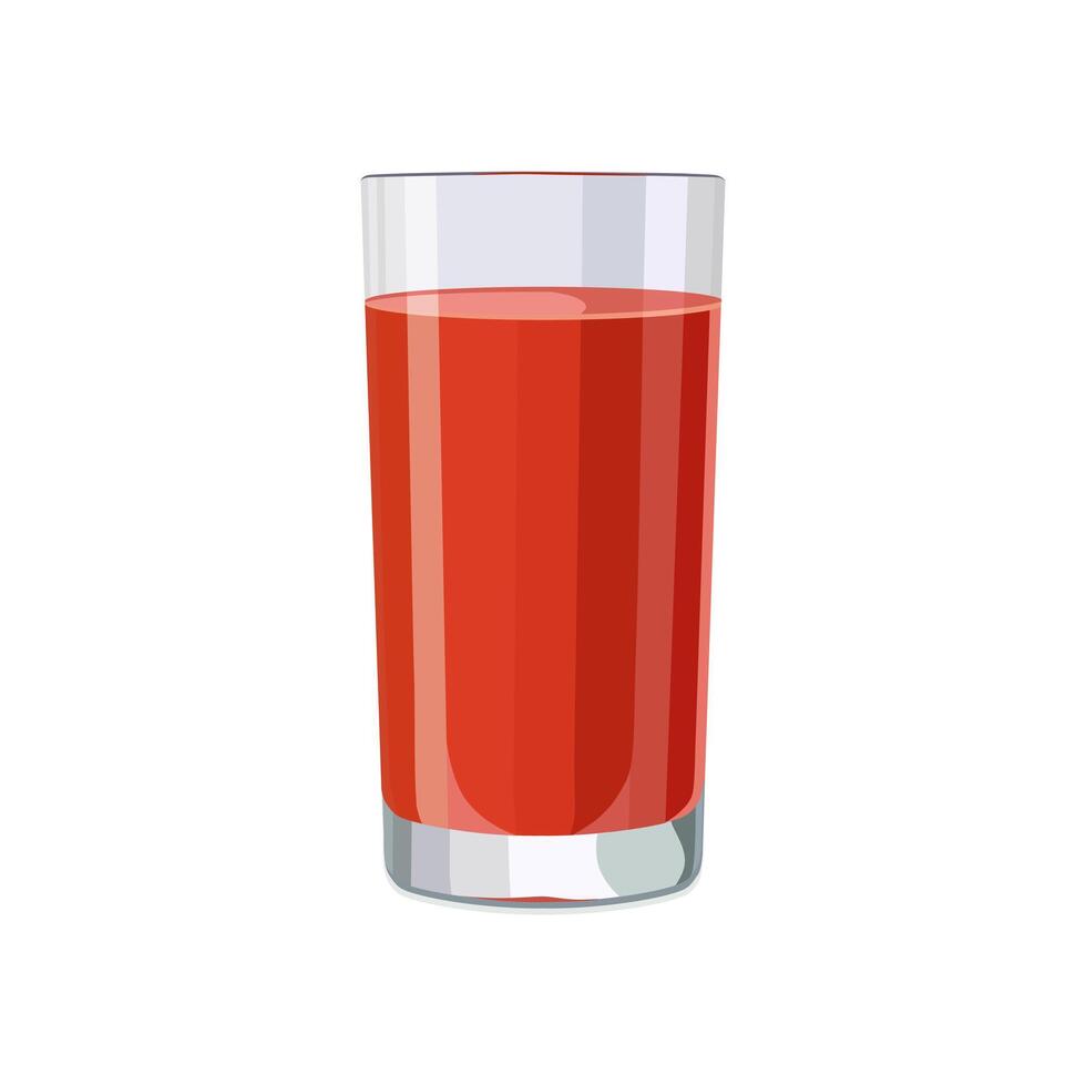 Full glass of red orange juice isolated on white background. illustration in flat style with drink. Clipart for card, banner, flyer, poster design vector