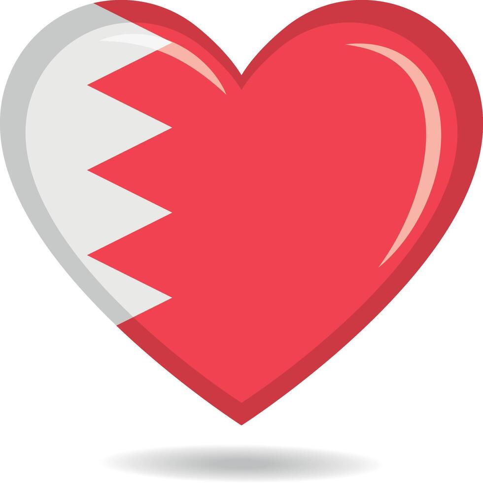Bahrain national flag in heart shape illustration vector