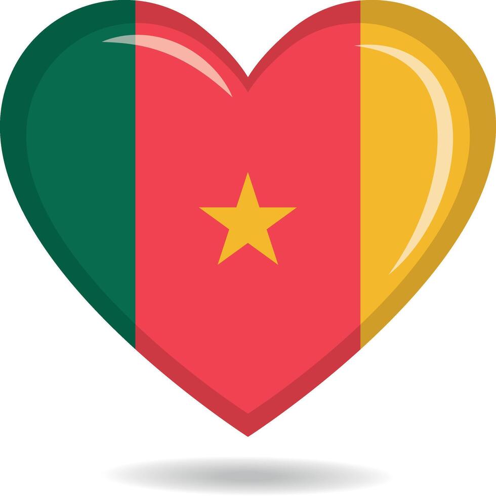 Cameroon national flag in heart shape illustration vector