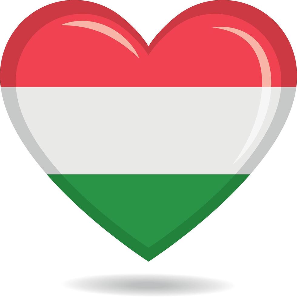 Hungary national flag in heart shape illustration vector