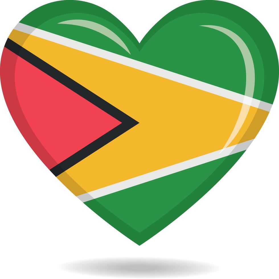 Guyana national flag in heart shape illustration vector