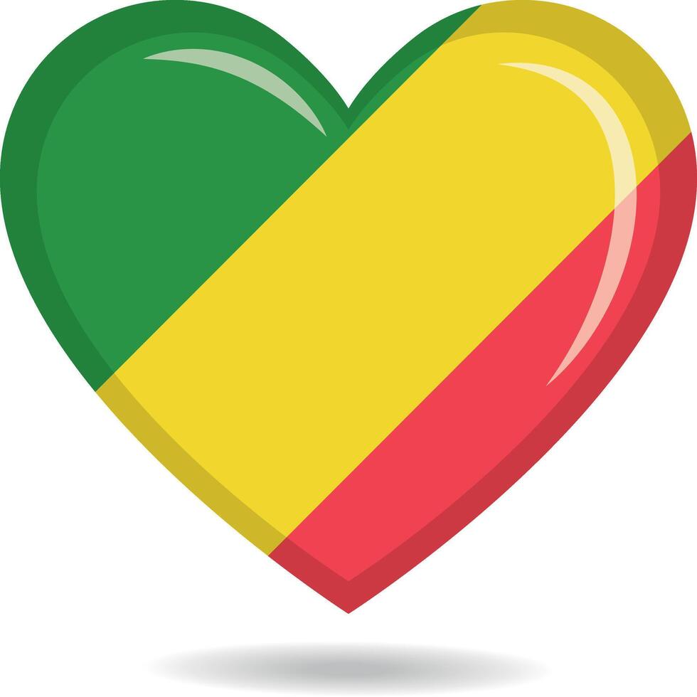 Congo national flag in heart shape illustration vector