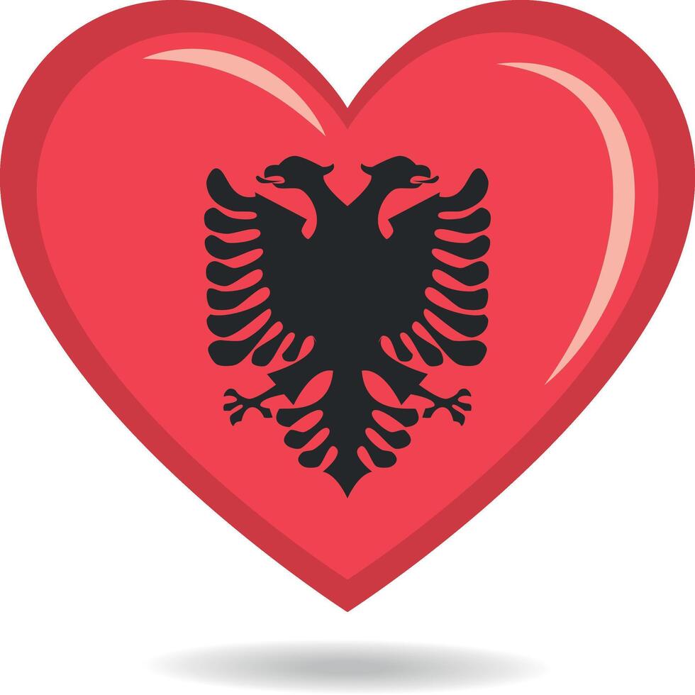 Albania national flag in heart shape illustration vector