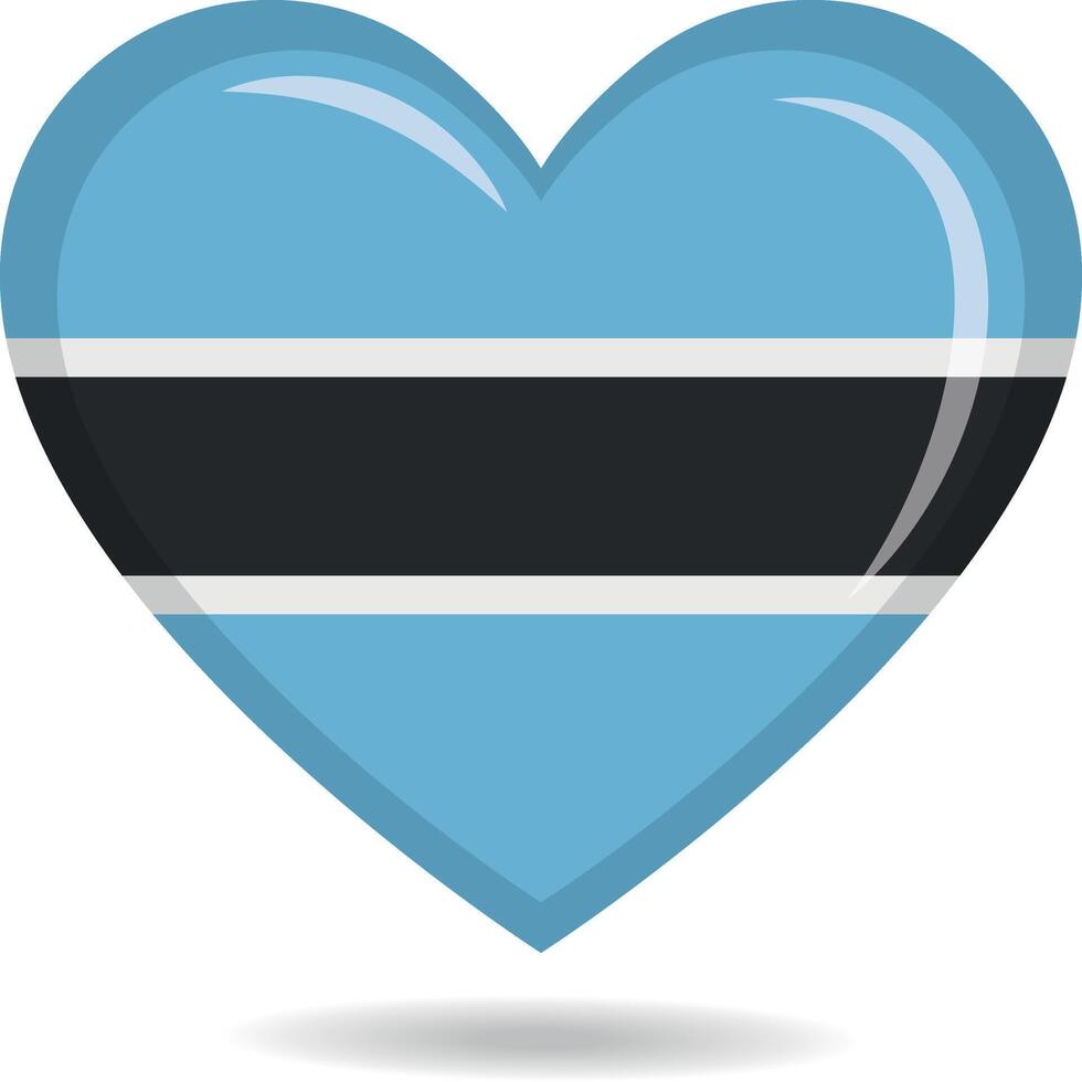 Botswana national flag in heart shape illustration vector
