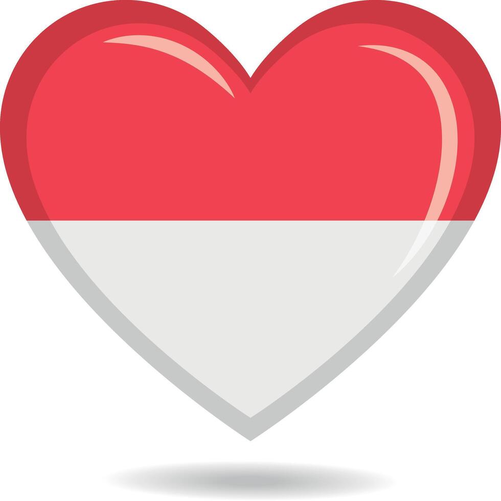 Indonesia national flag in heart shape illustration vector