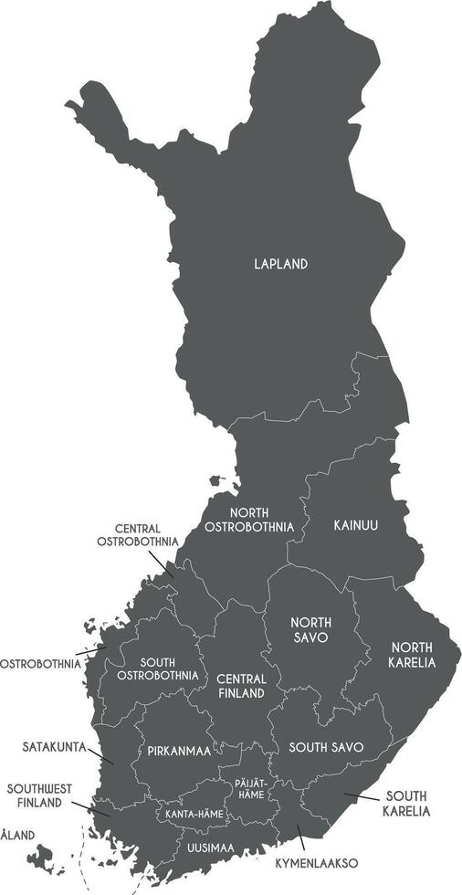 map of Finland with regions or counties and administrative divisions. Editable and clearly labeled layers. vector