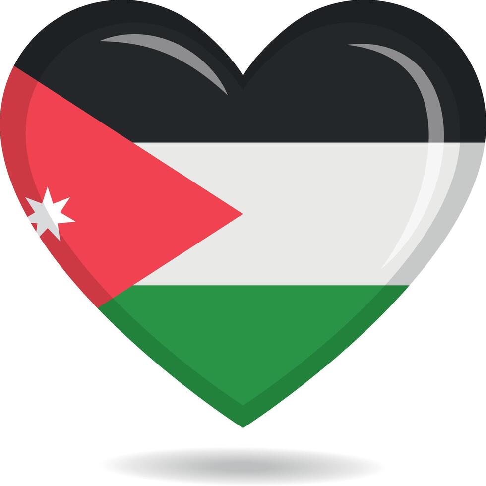 Jordan national flag in heart shape illustration vector