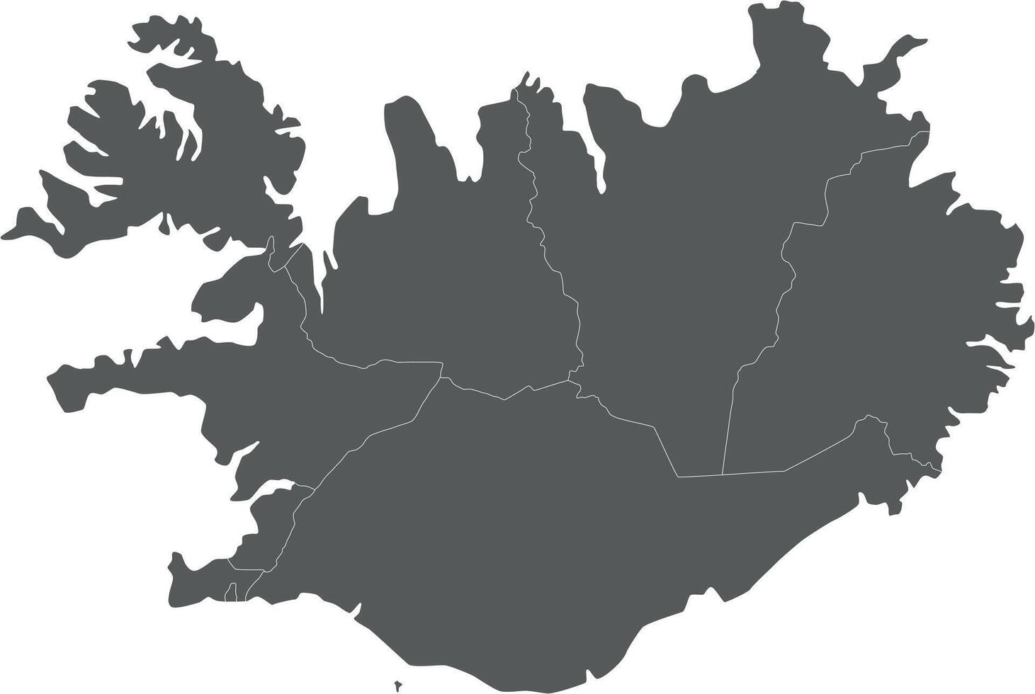 blank map of Iceland with regions and administrative divisions. Editable and clearly labeled layers. vector