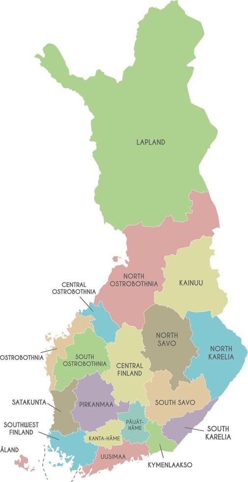 map of Finland with regions or counties and administrative divisions. Editable and clearly labeled layers. vector