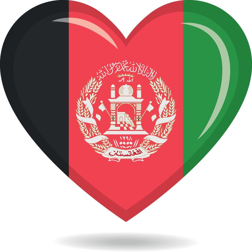 Afghanistan national flag in heart shape illustration vector