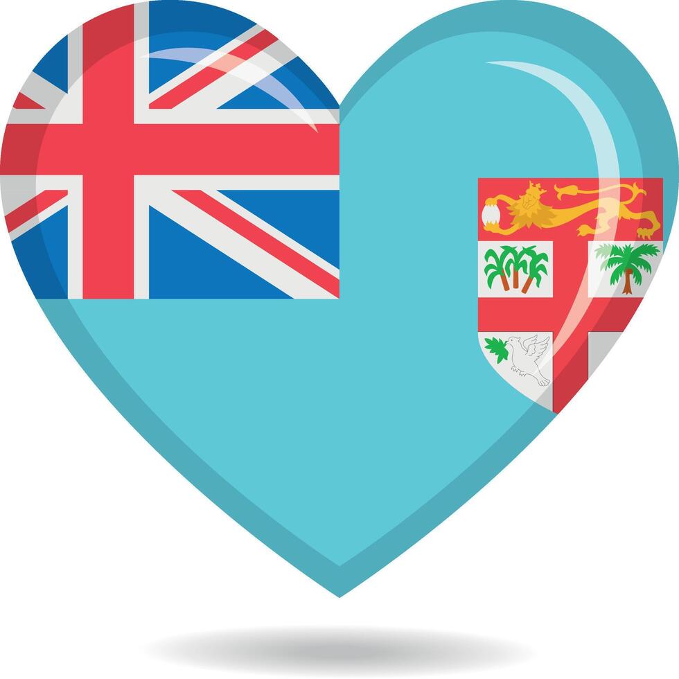 Fiji national flag in heart shape illustration vector