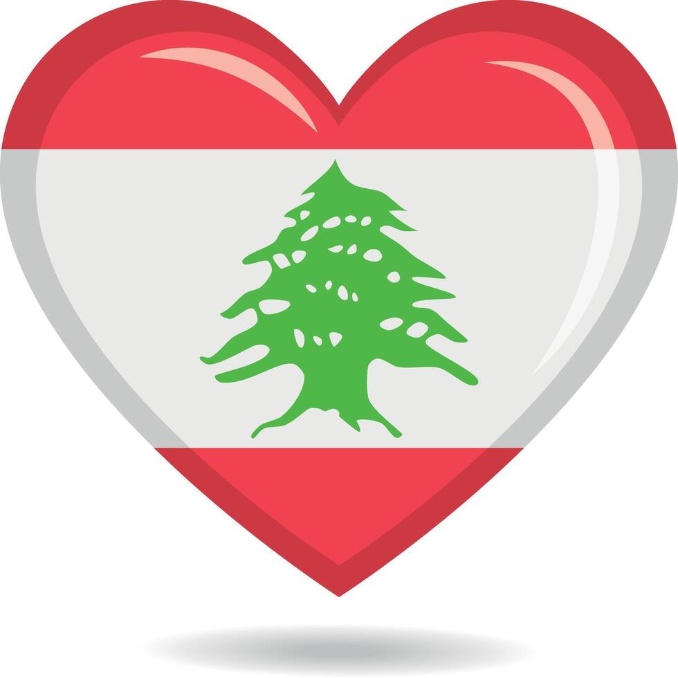 Lebanon national flag in heart shape illustration vector