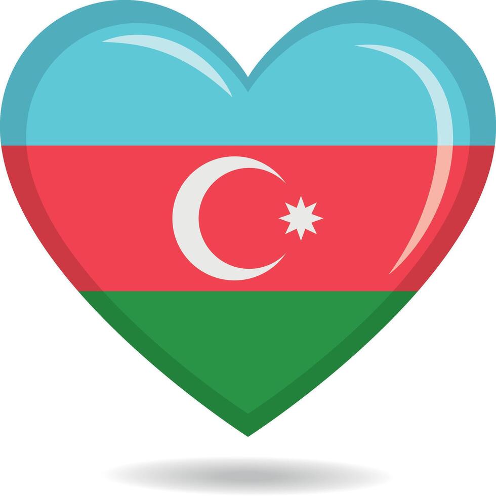 Azerbaijan national flag in heart shape illustration vector