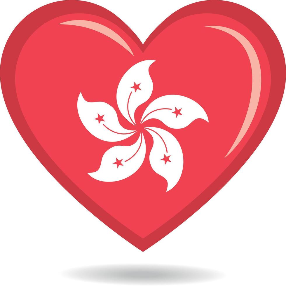 Hong Kong national flag in heart shape illustration vector
