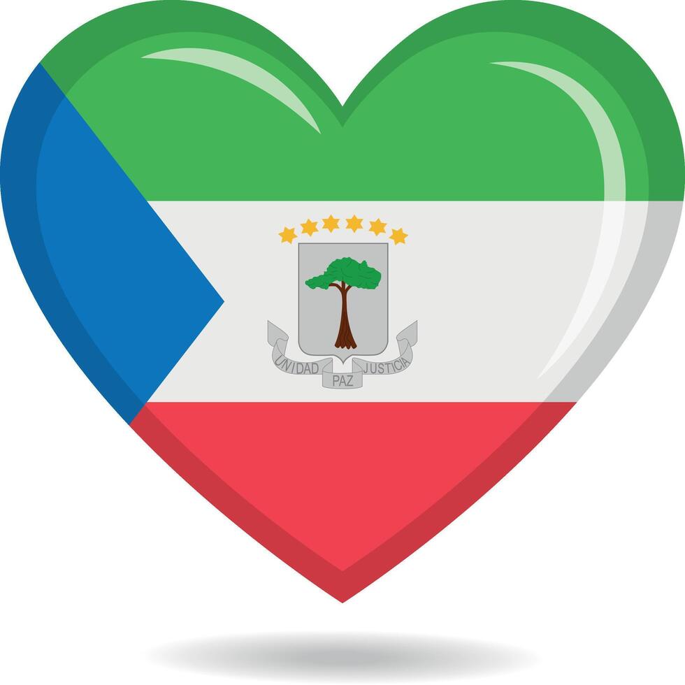 Equatorial Guinea national flag in heart shape illustration vector