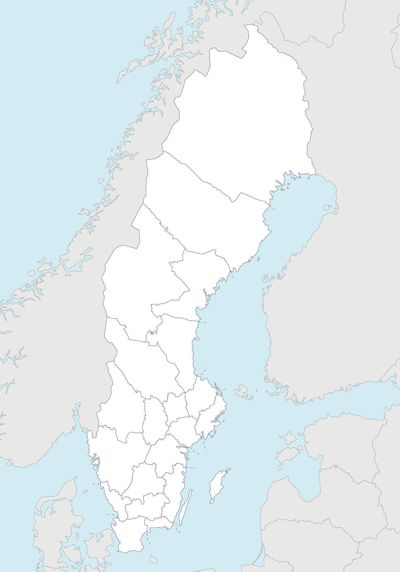 Regional Blank Map Of Sweden With Counties And Administrative Divisions Regional Blank Map Of Sweden With Counties And Administrative Divisions And Neighbouring Countries Editable And Clearly Labeled Layers Vector 