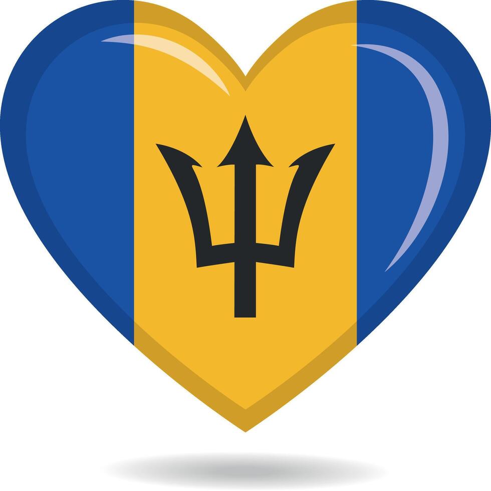 Barbados national flag in heart shape illustration vector