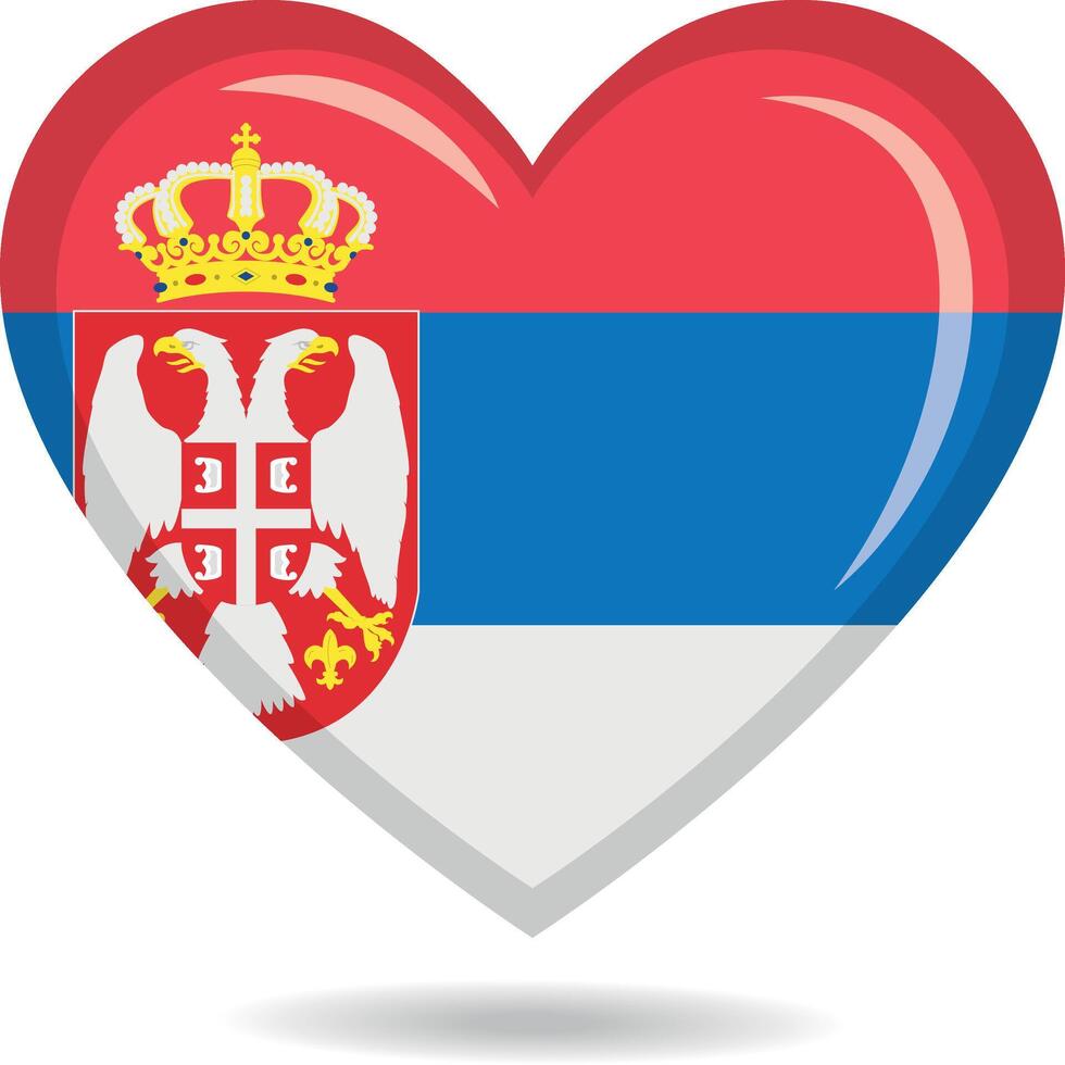 Serbia national flag in heart shape illustration vector