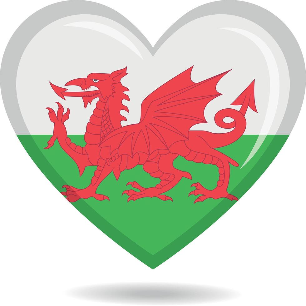 Wales national flag in heart shape illustration vector
